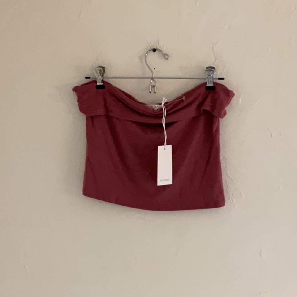Sale! Antistar Fold Over Strapless Tube Top, Size L, Red/Rose, NWT - Picture 1 of 7